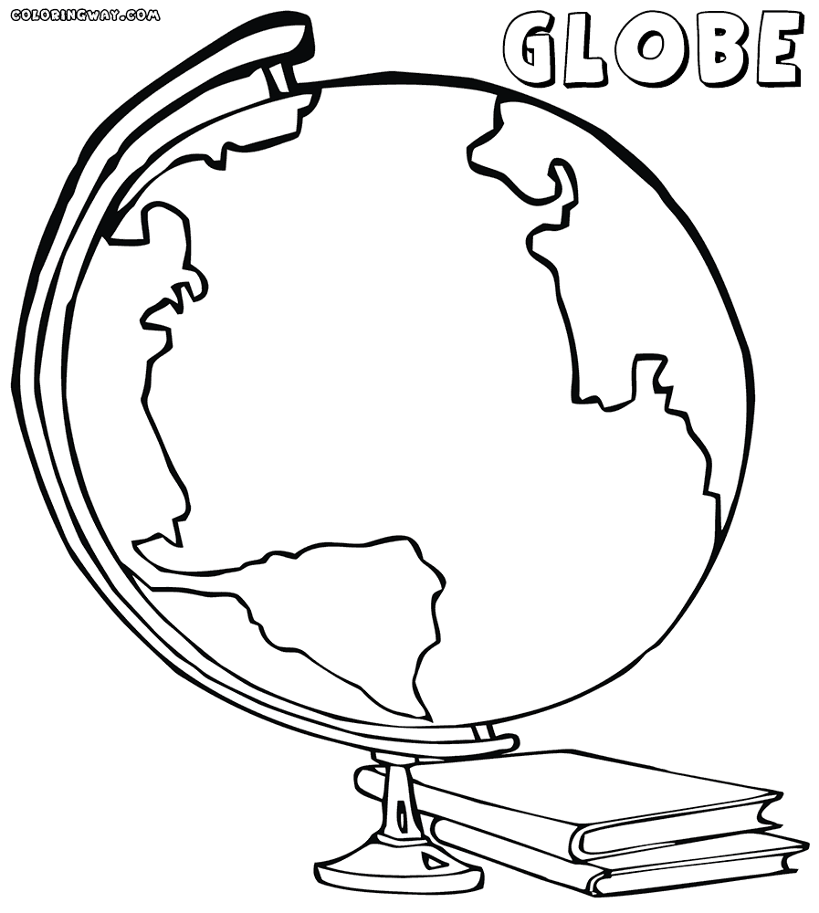 Globe coloring #1, Download drawings
