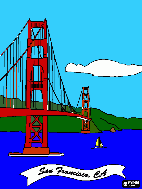 Golden Gate coloring #2, Download drawings