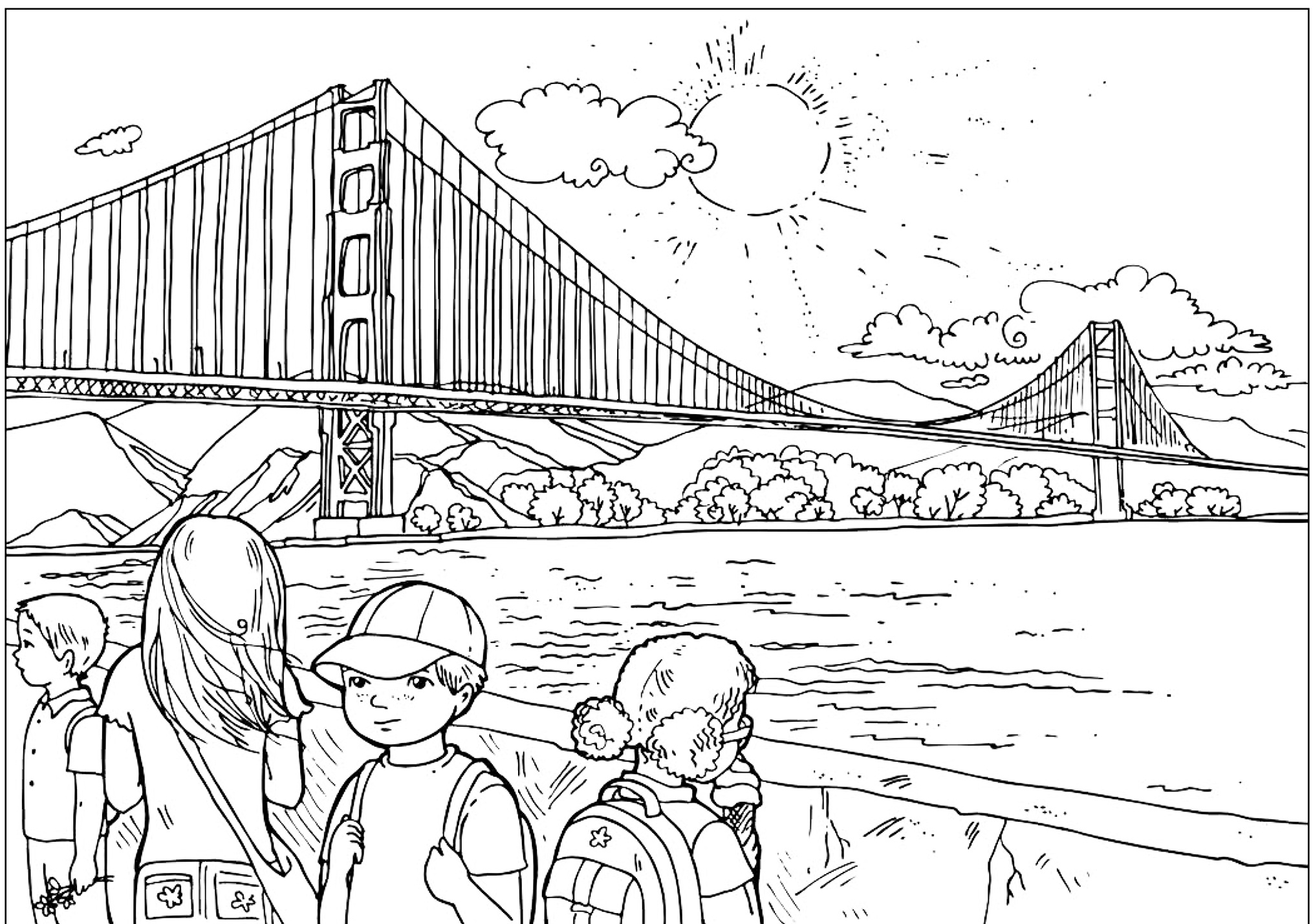 Golden Gate coloring #1, Download drawings