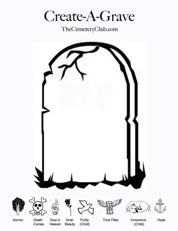 Tombstone coloring #15, Download drawings