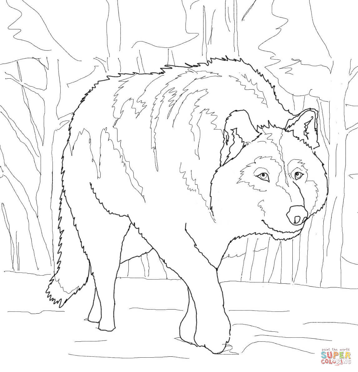 Gray Wolf coloring #7, Download drawings