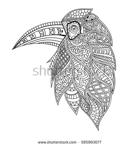 Grey Hornbill coloring #8, Download drawings