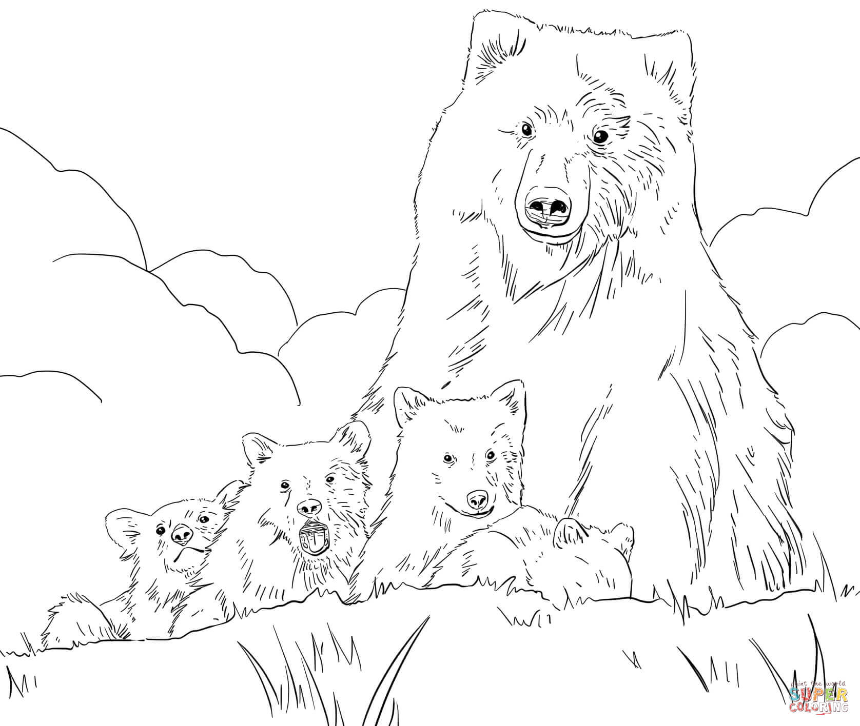Grizzly Cubs coloring #7, Download drawings
