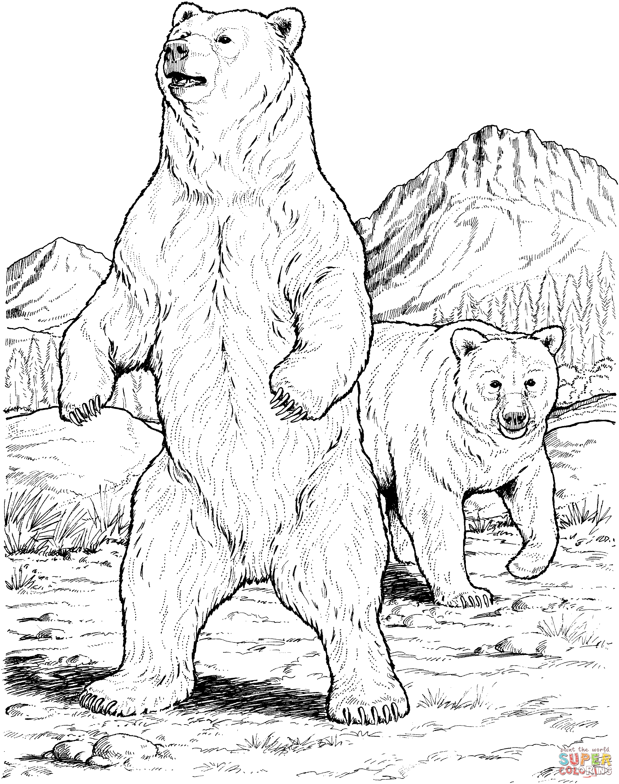 Grizzly Family In Spring coloring #6, Download drawings