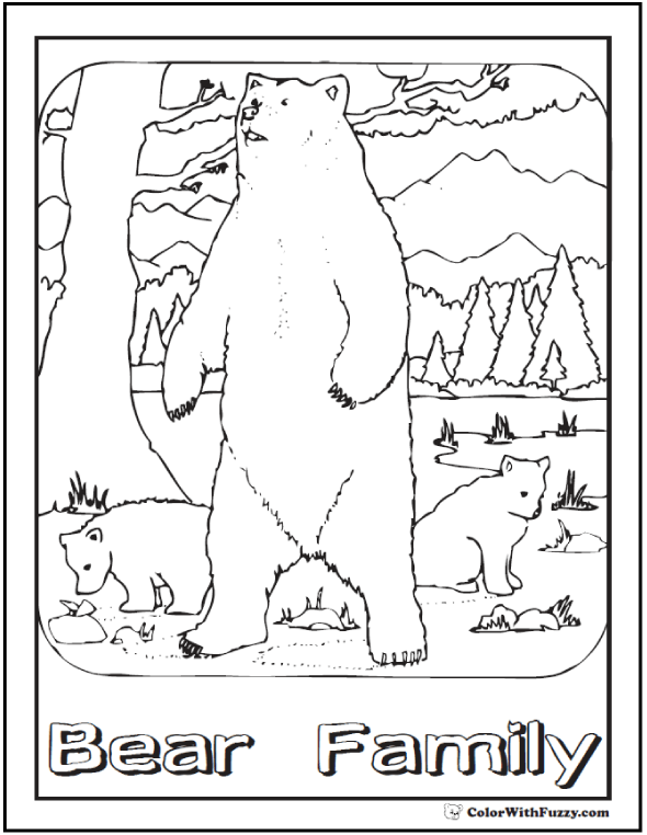 Grizzly Family coloring #6, Download drawings