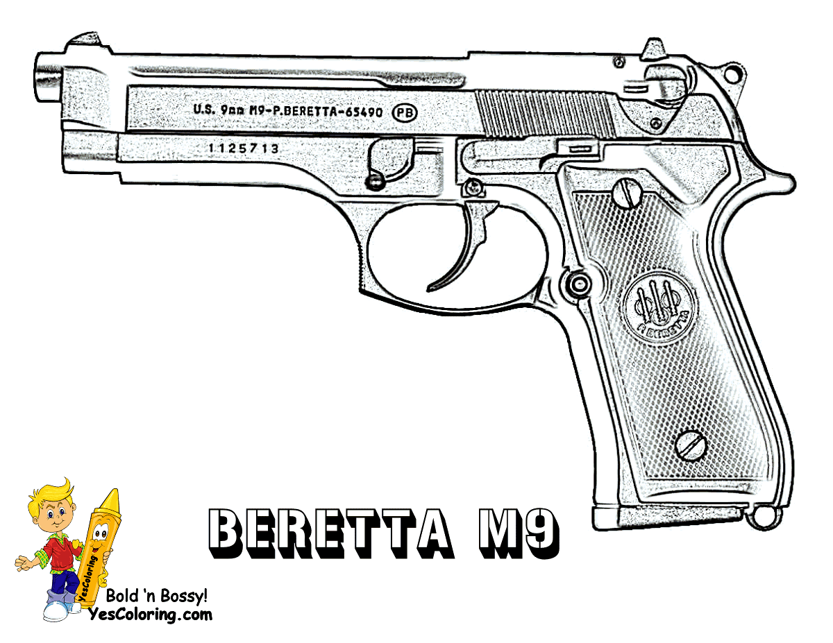 Pistol coloring #12, Download drawings