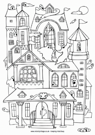 Haunted House coloring #14, Download drawings