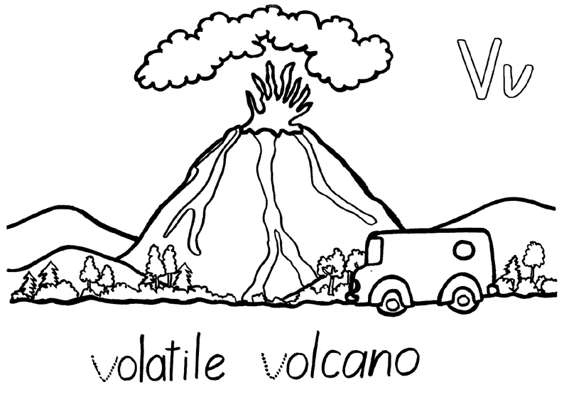 Island Volcano Eruption coloring #12, Download drawings