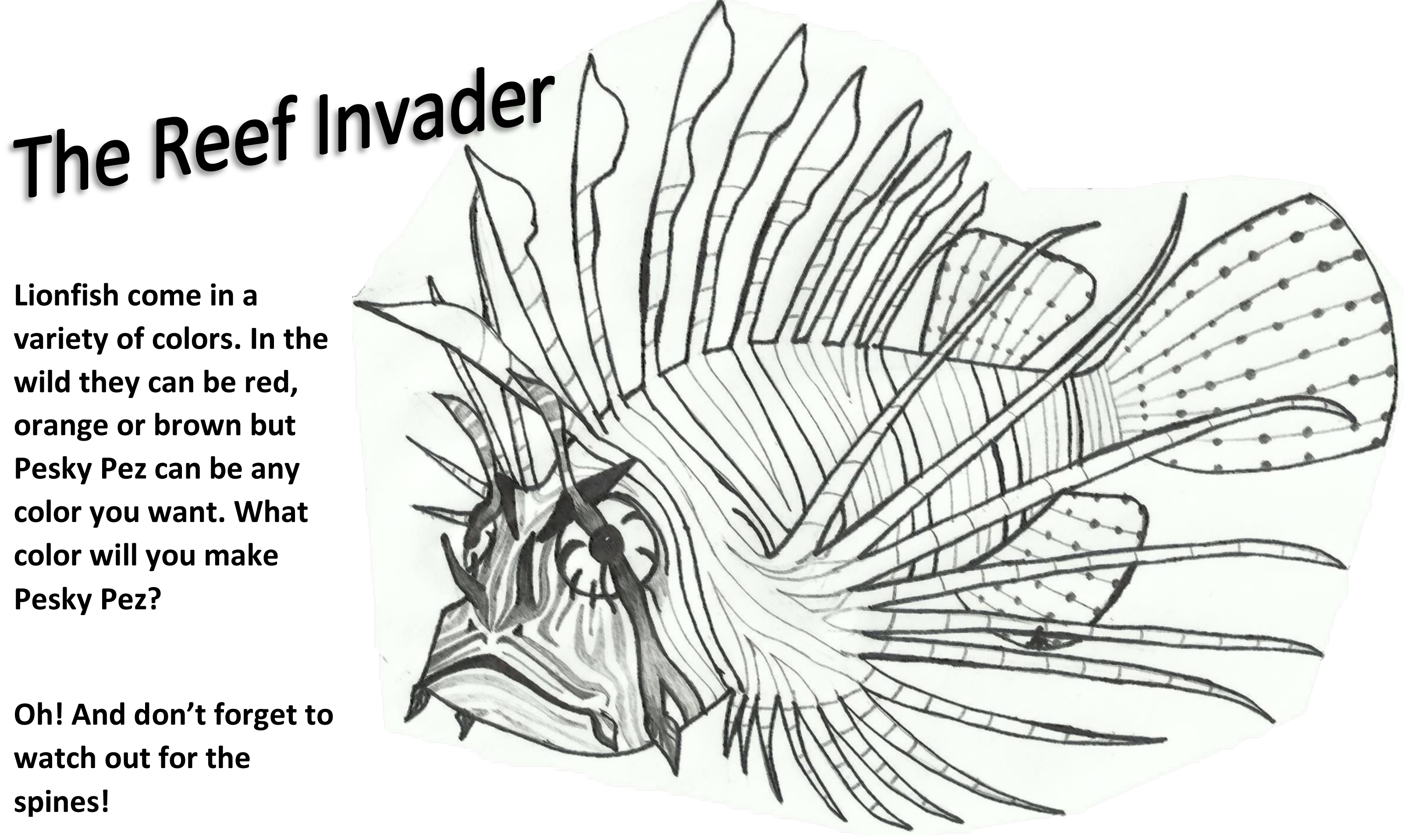 Lionfish coloring #1, Download drawings