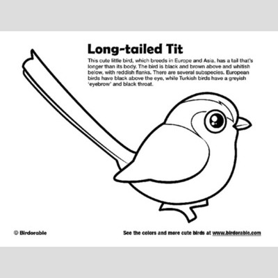 Long-tailed Tit coloring #19, Download drawings