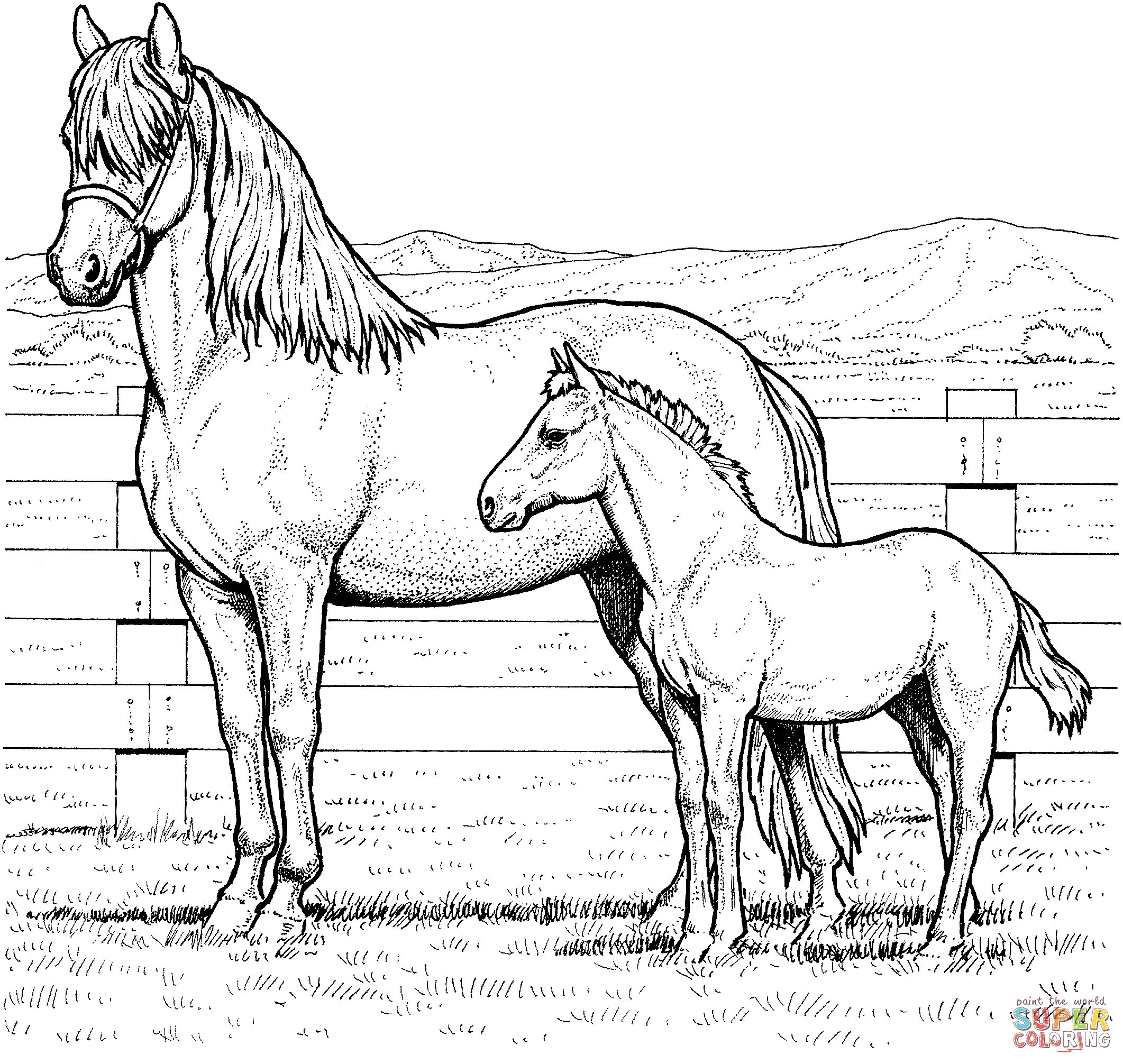 Mare coloring #2, Download drawings