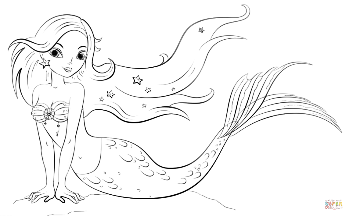 Mermaid coloring #18, Download drawings
