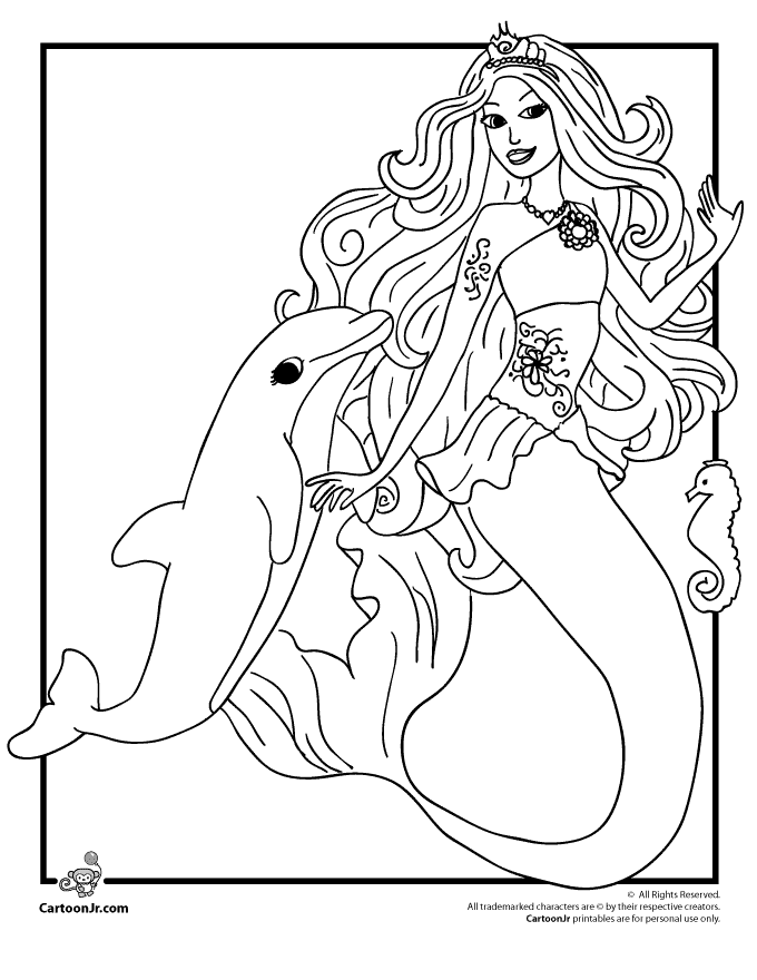 Mermaid coloring #7, Download drawings