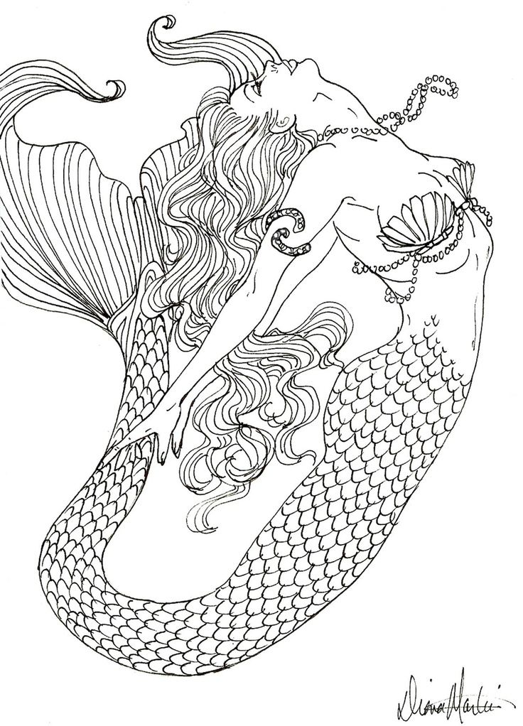 Mermaid coloring #3, Download drawings