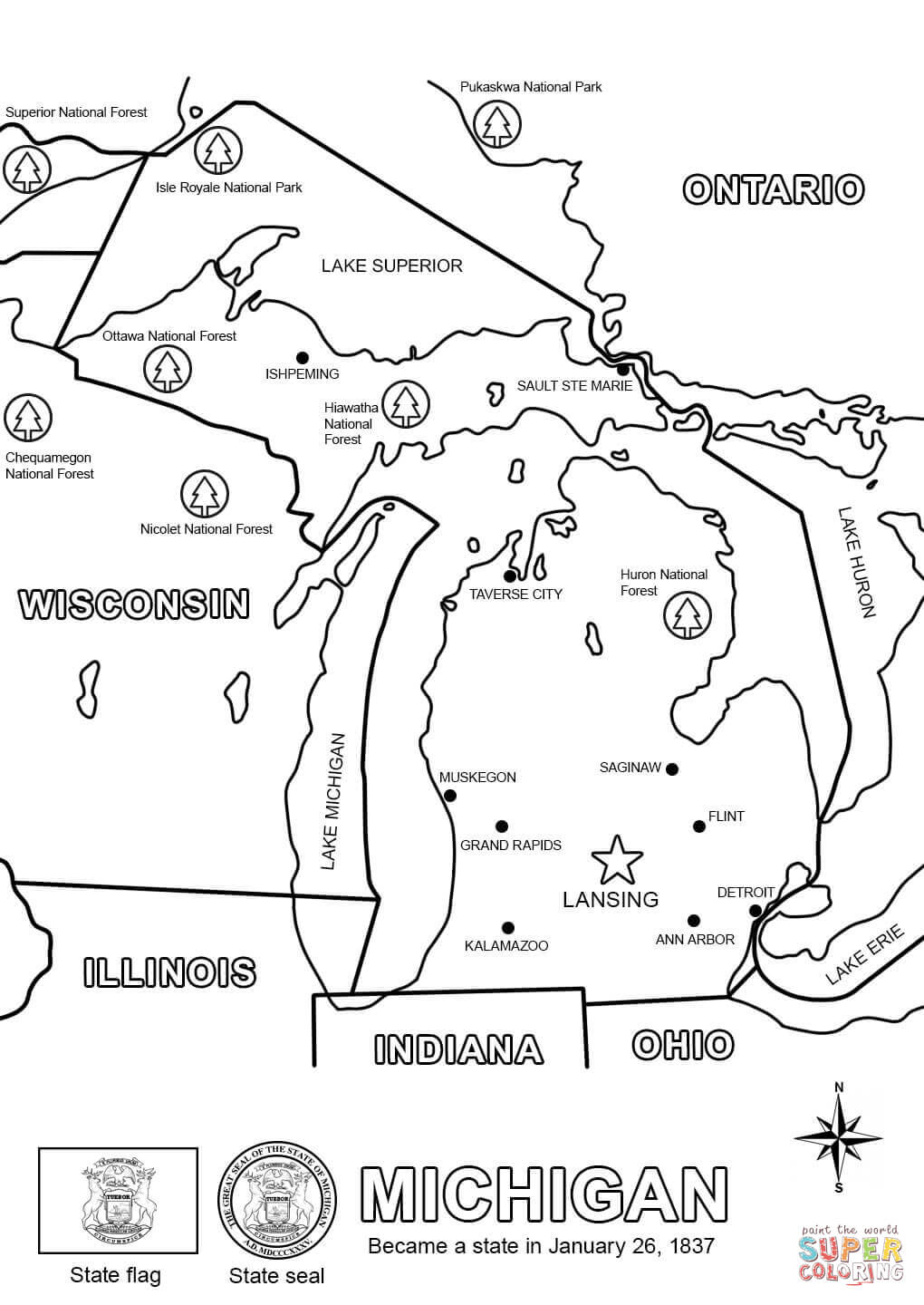 Michigan coloring #6, Download drawings