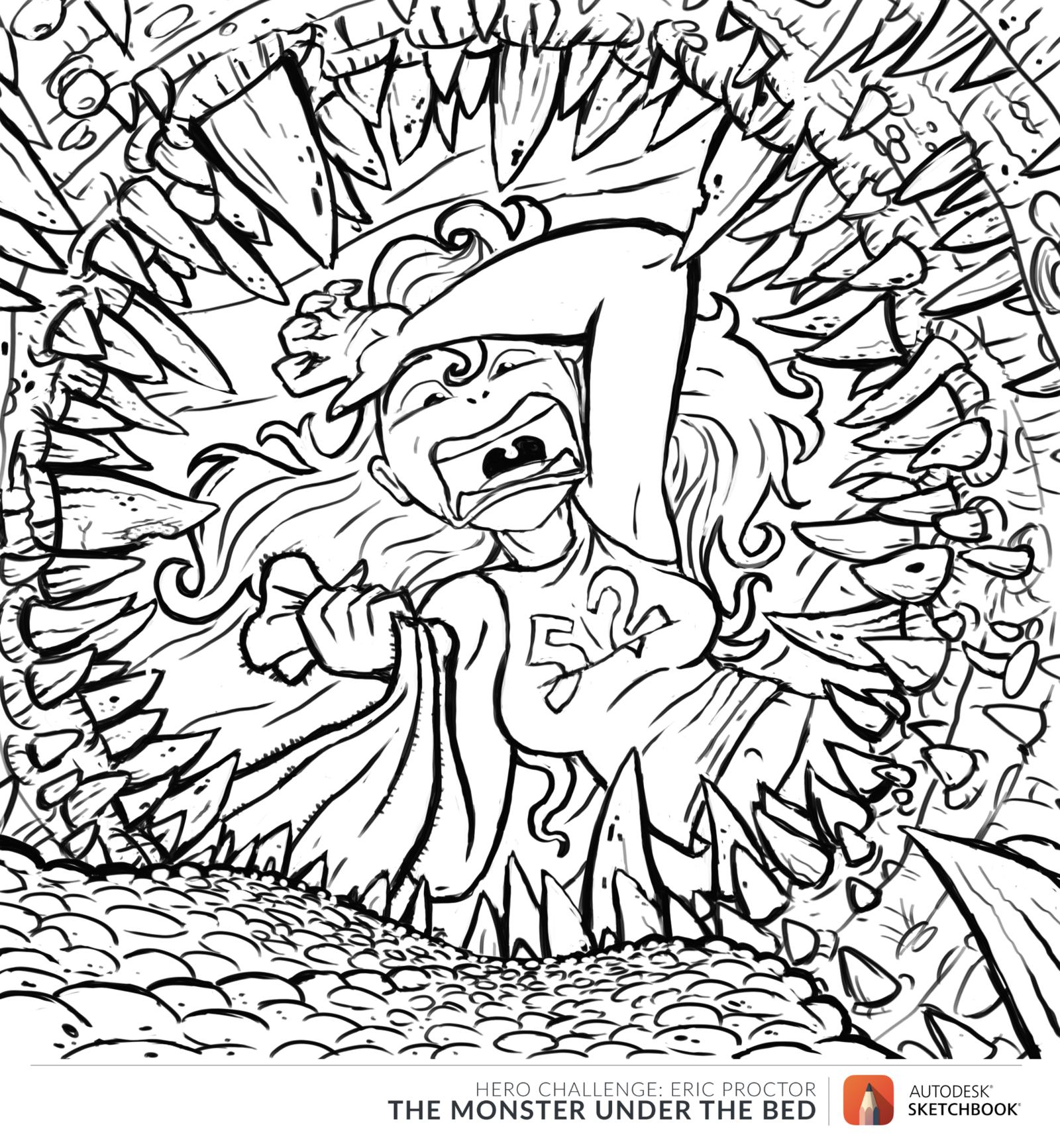Monsters  Bed Head coloring #1, Download drawings