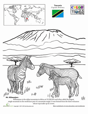 Mount Kilamanjaro coloring #3, Download drawings