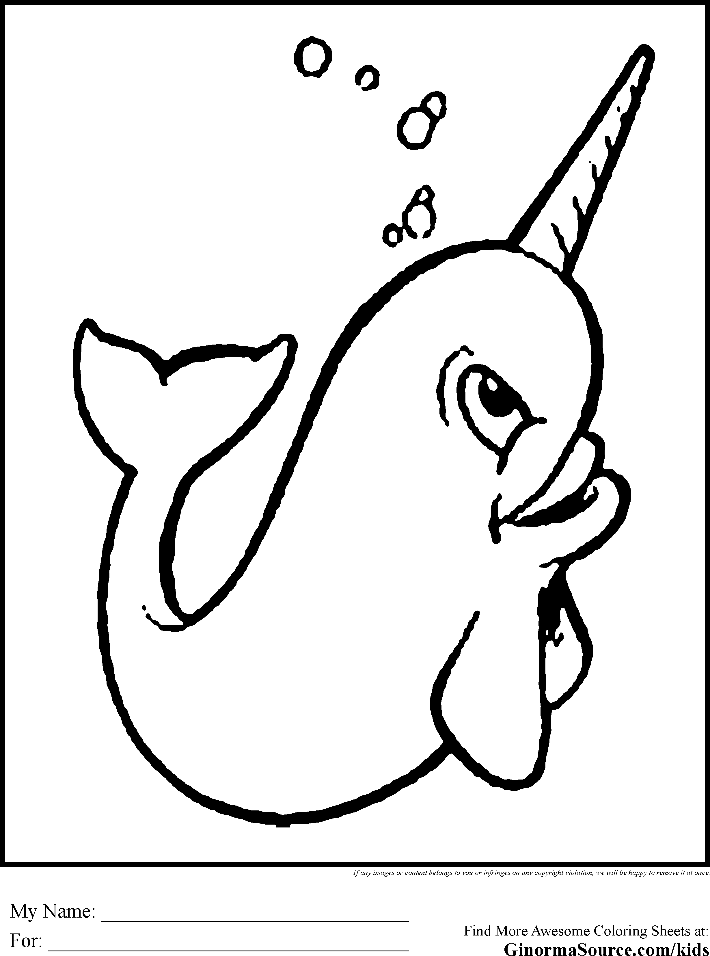 Narwhal coloring #11, Download drawings