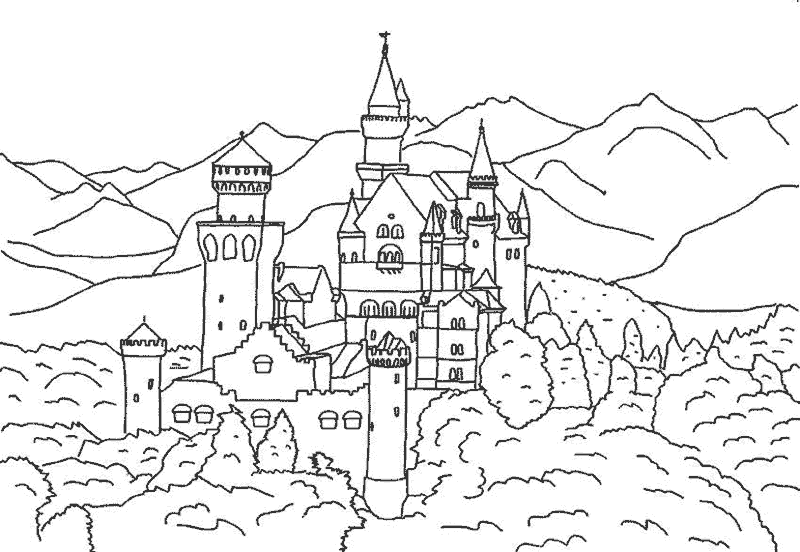 Neuschwanstein Castle coloring #2, Download drawings