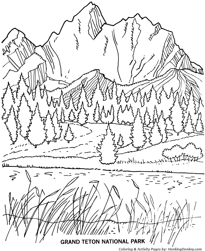 The Teton Range coloring #2, Download drawings