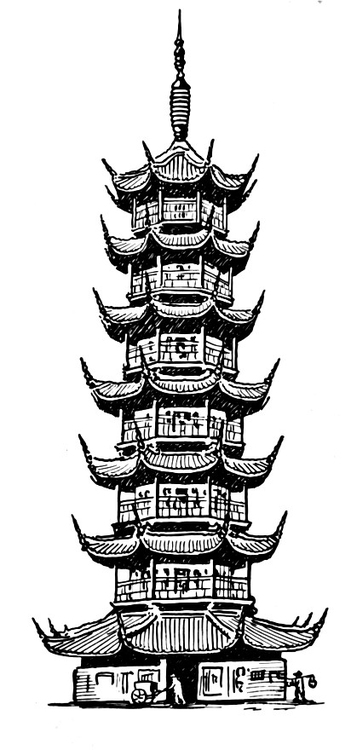 Pagoda coloring #19, Download drawings