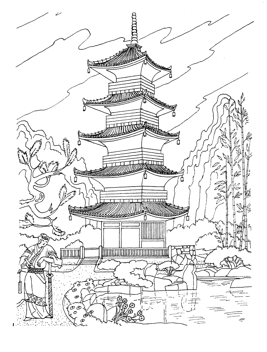 Pagoda coloring #17, Download drawings