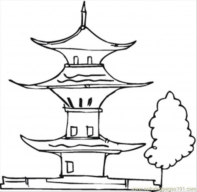 Pagoda coloring #1, Download drawings