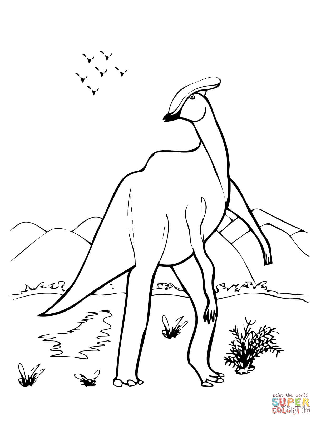 Parasaurolophus coloring #12, Download drawings