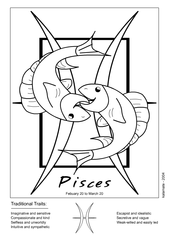 Pisces coloring #2, Download drawings
