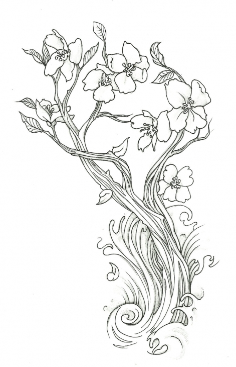 Prunus Blossom coloring #14, Download drawings