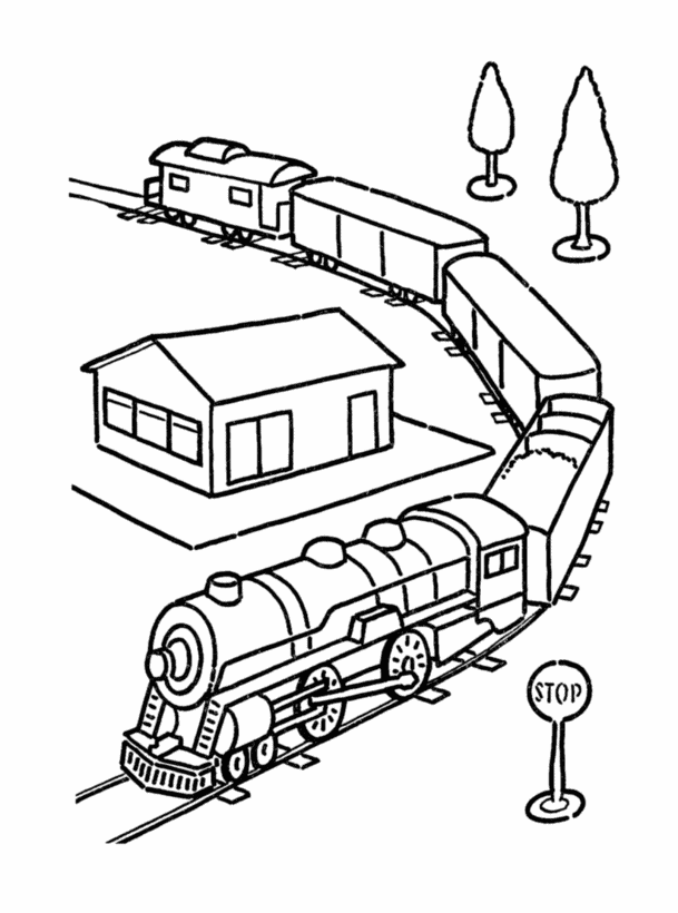 Railroad coloring #15, Download drawings
