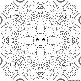 Rainbow Butterfly coloring #7, Download drawings