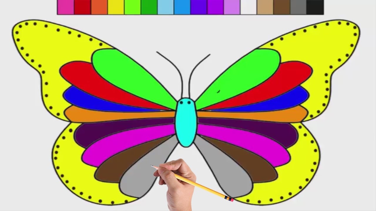 Rainbow Butterfly coloring #5, Download drawings