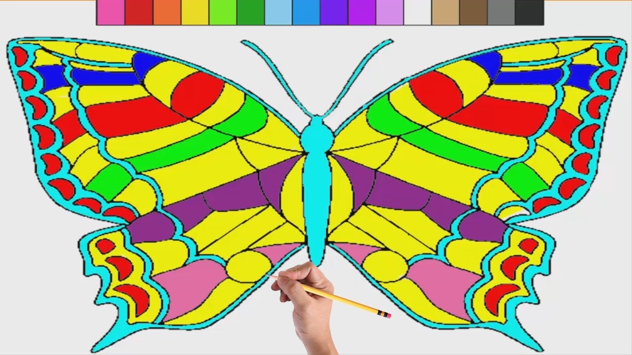 Rainbow Butterfly coloring #3, Download drawings