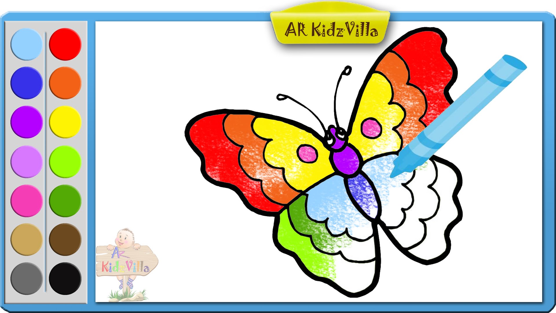 Rainbow Butterfly coloring #1, Download drawings