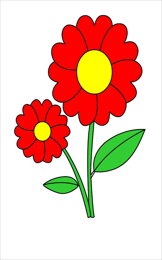 Red Flower coloring #1, Download drawings