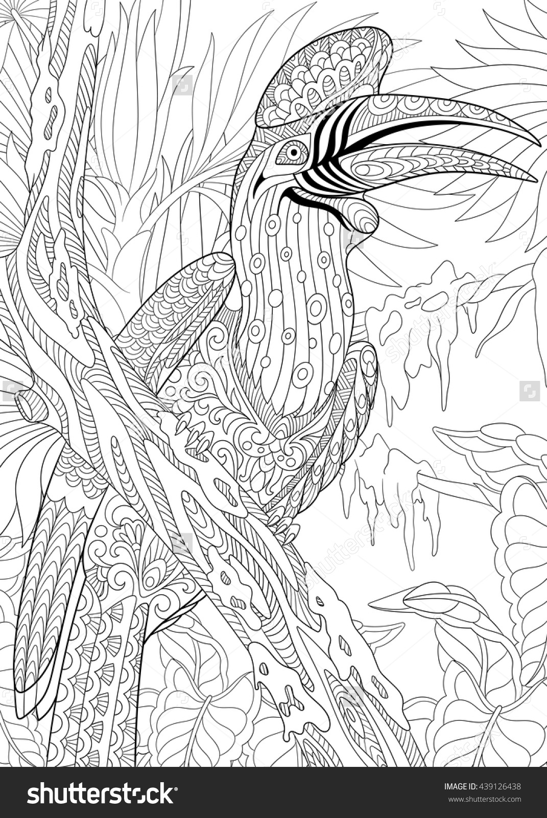 Rhinoceros Hornbill coloring #3, Download drawings