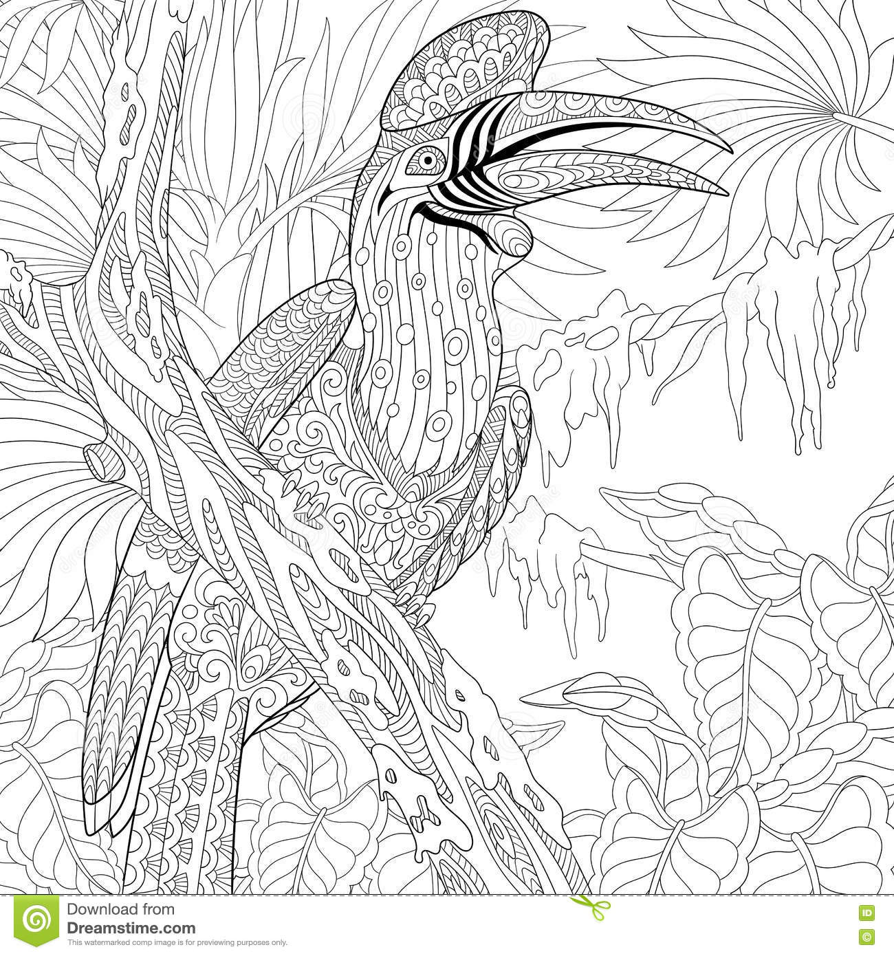 Rhinoceros Hornbill coloring #17, Download drawings