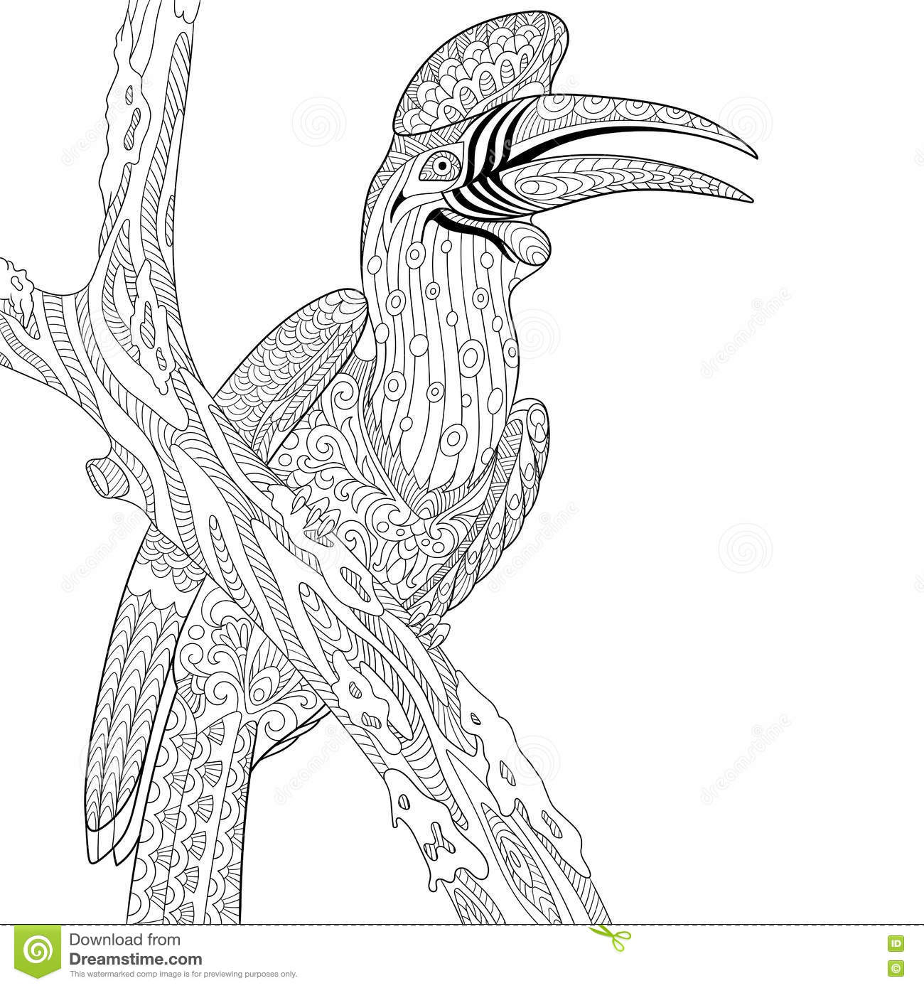 Rhinoceros Hornbill coloring #15, Download drawings