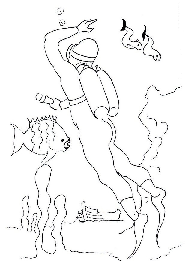 Scuba Diver coloring #6, Download drawings