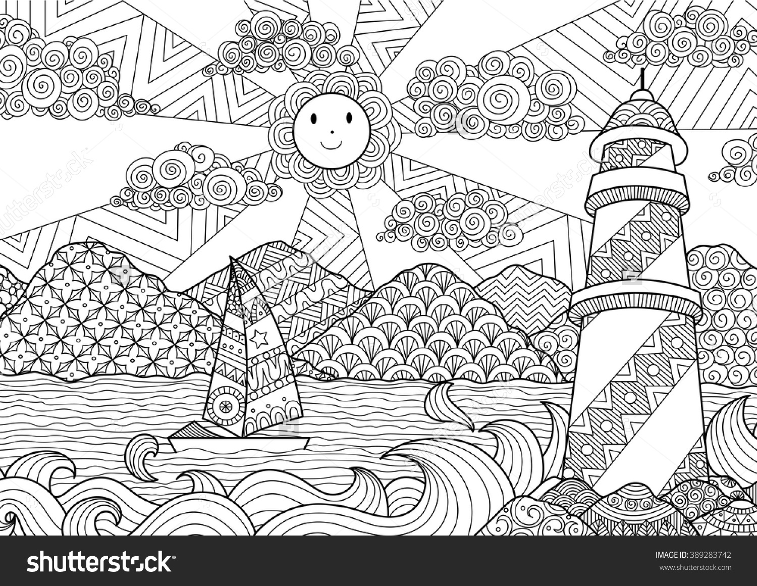 Seascape coloring #2, Download drawings