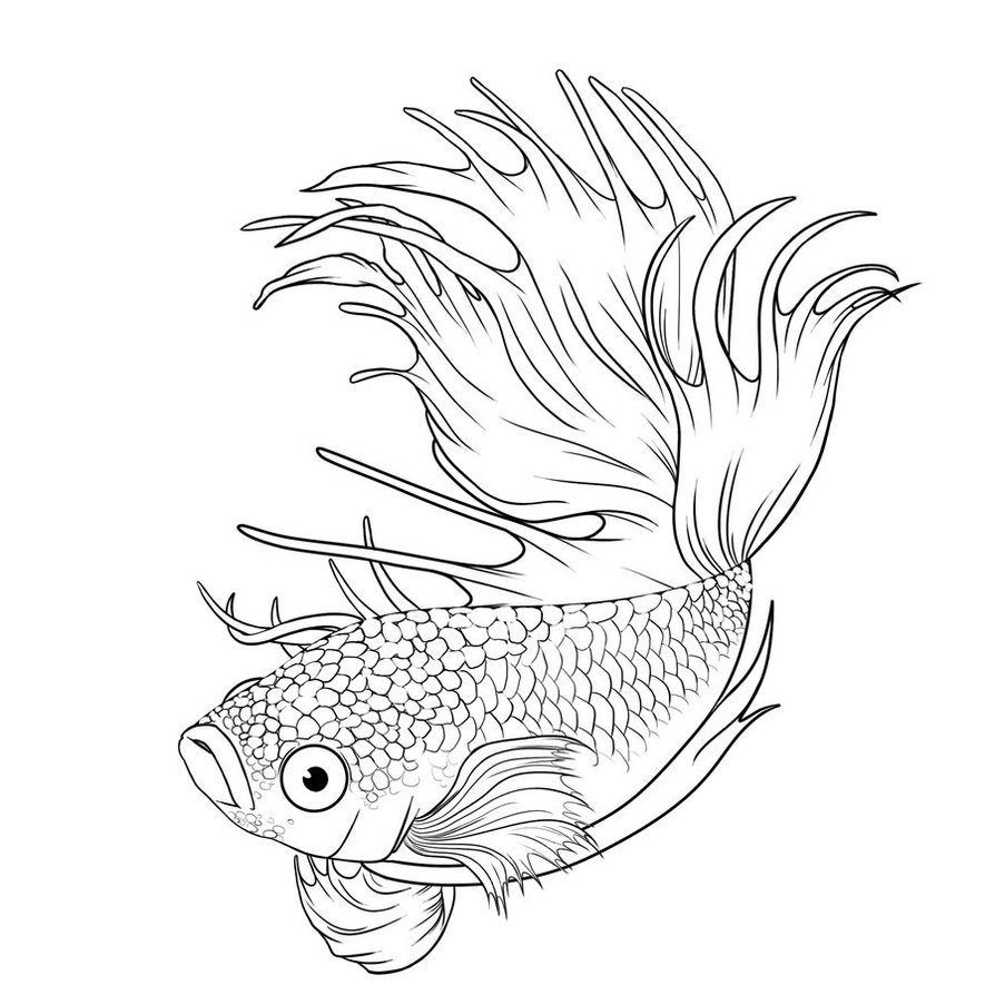 Siamese Fighting Fish coloring #2, Download drawings