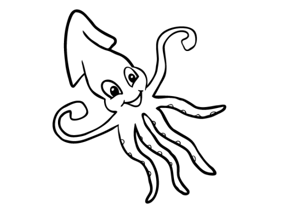 Squid coloring #1, Download drawings