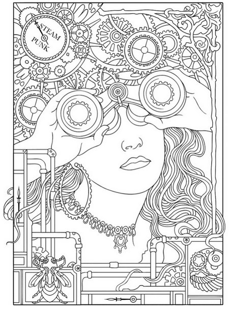 Steampunk coloring #7, Download drawings
