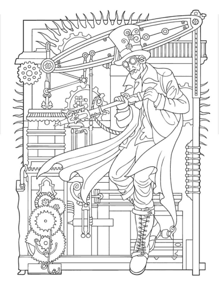 Steampunk coloring #10, Download drawings