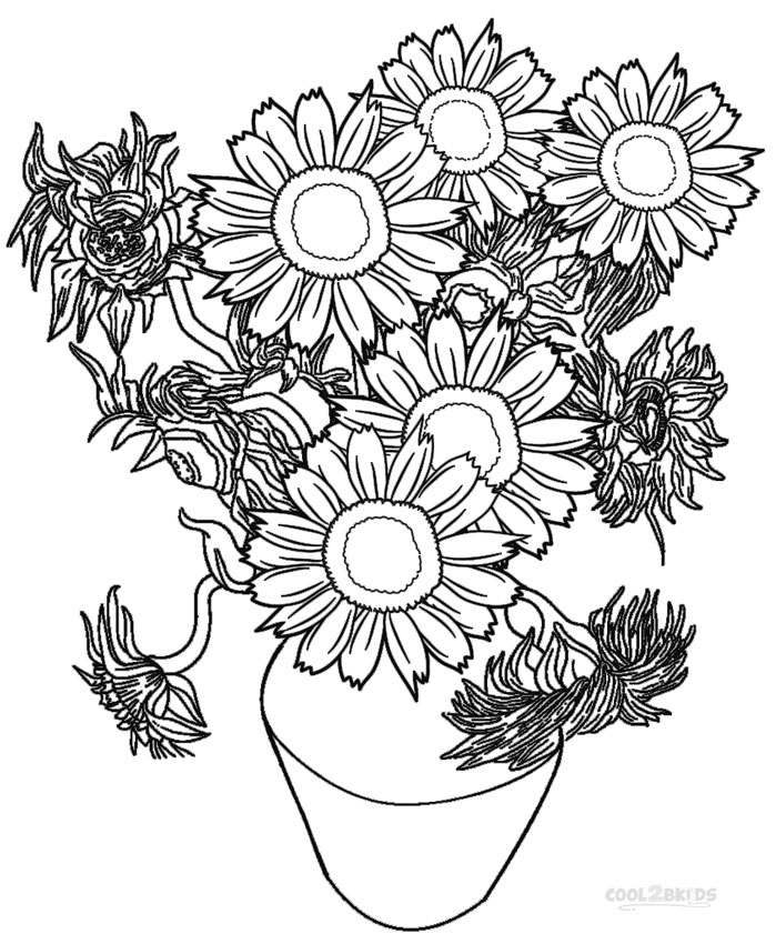 Sunflower coloring #7, Download drawings