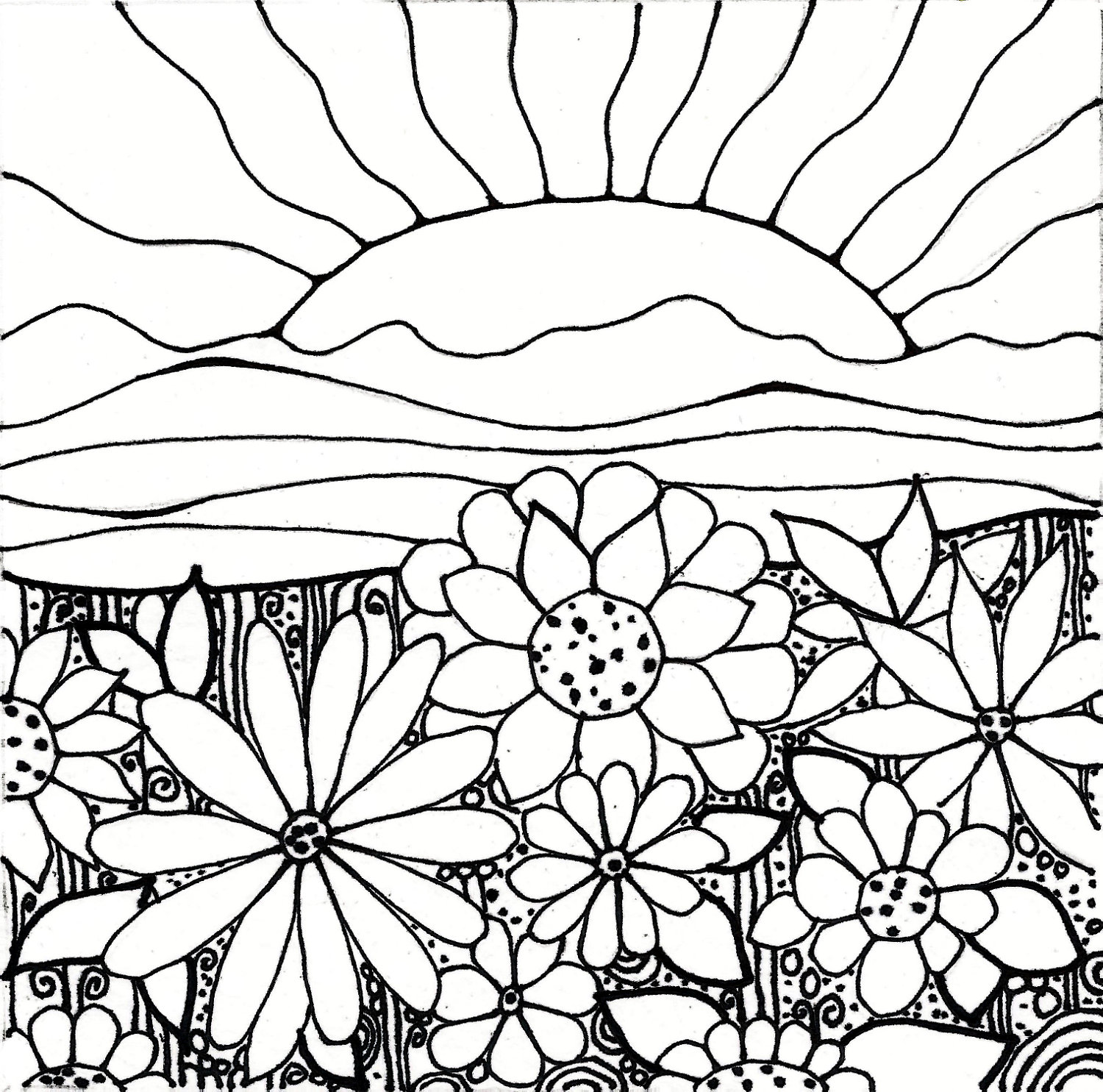 Sunrise coloring #2, Download drawings
