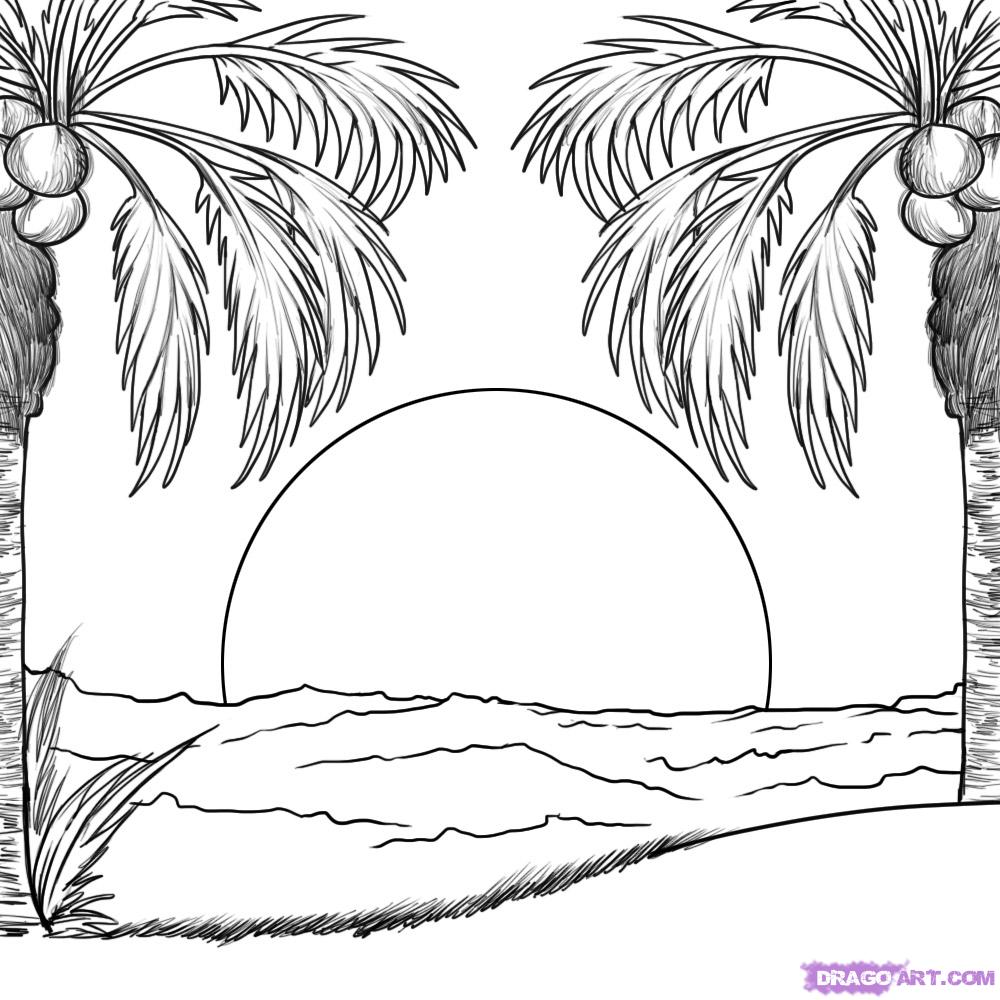 Sunset coloring #5, Download drawings