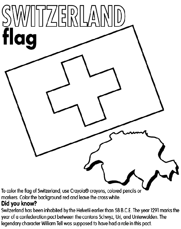 Swiss Flag coloring #12, Download drawings