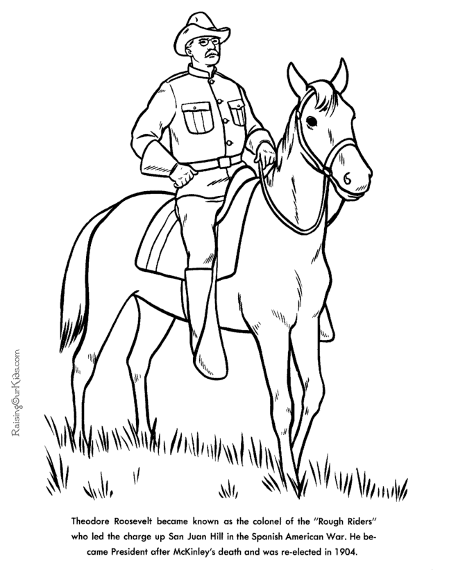 Theodore Roosevelt coloring #13, Download drawings
